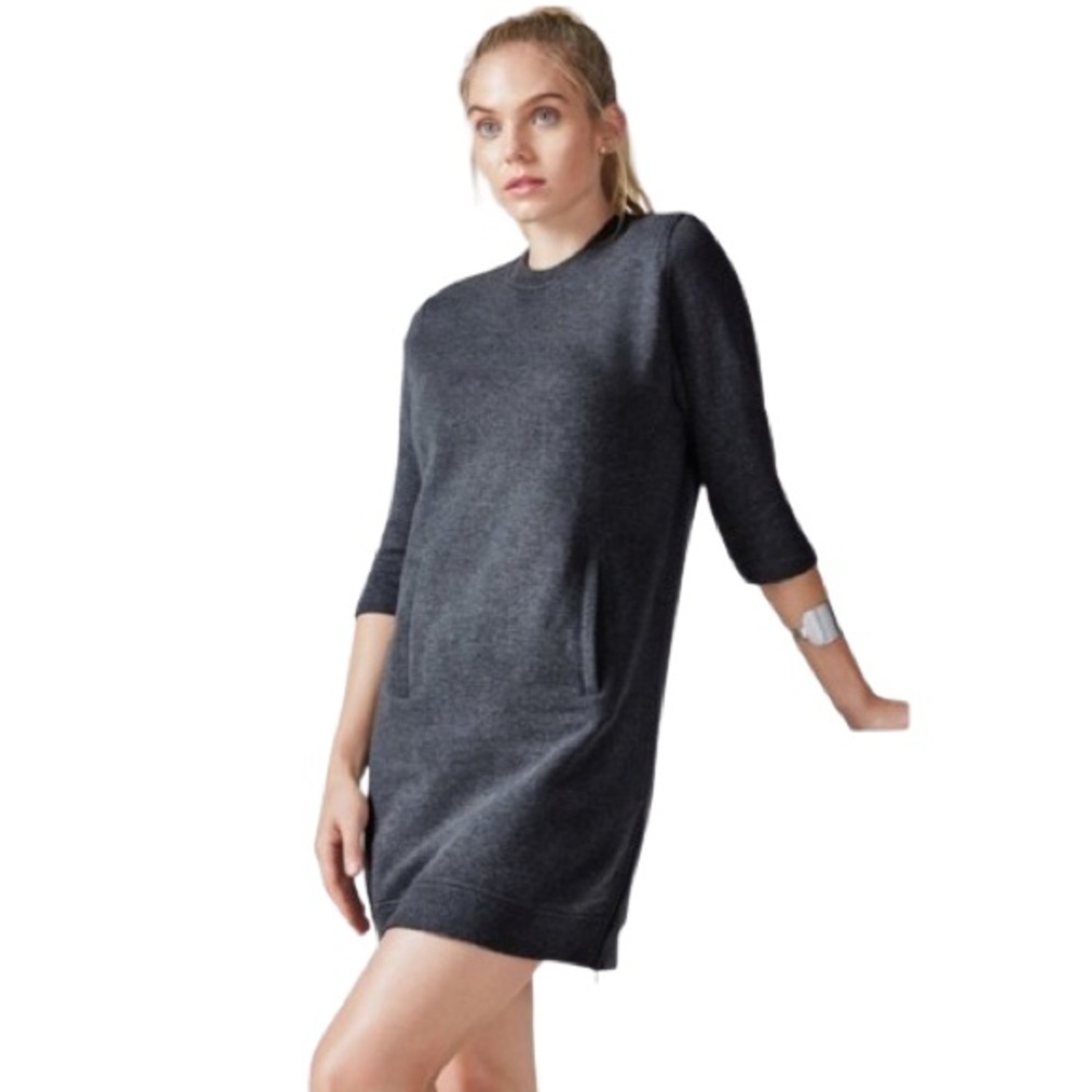 Women's XL Fabletics Elena Sweater Dress Heathered Black Sporty Chic